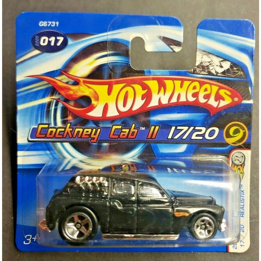 2005 Hot Wheels #17 Cockney Cab II 1st‎ Ed. Realistix Black / Chrome HW12